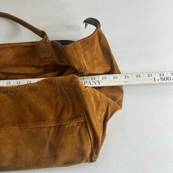 Genuine Leather Made in Italy Shoulder Bag Tote Brown Suede - Picture 13 of 14